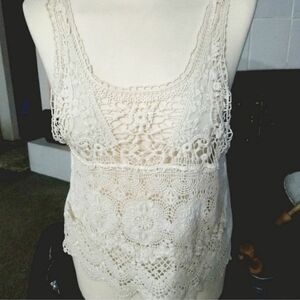 Cute Cream Ambiance brand crocheted front tank top Small